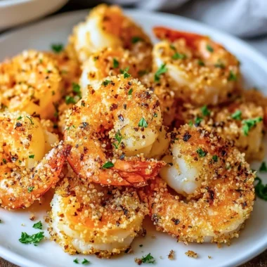 Delicious air fryer garlic parmesan shrimp served on a plate
