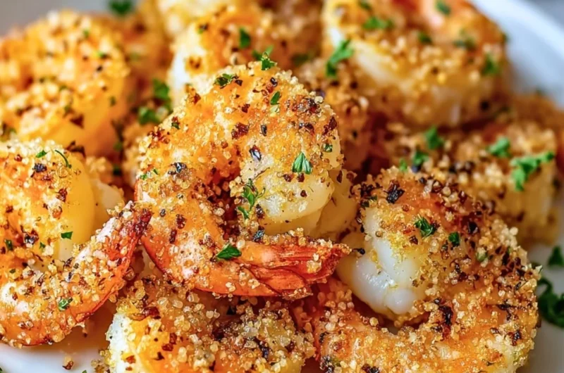 Delicious air fryer garlic parmesan shrimp served on a plate