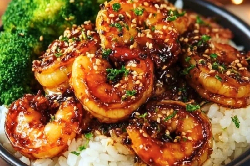 Honey Garlic Shrimp Bowls with vibrant vegetables and rice.