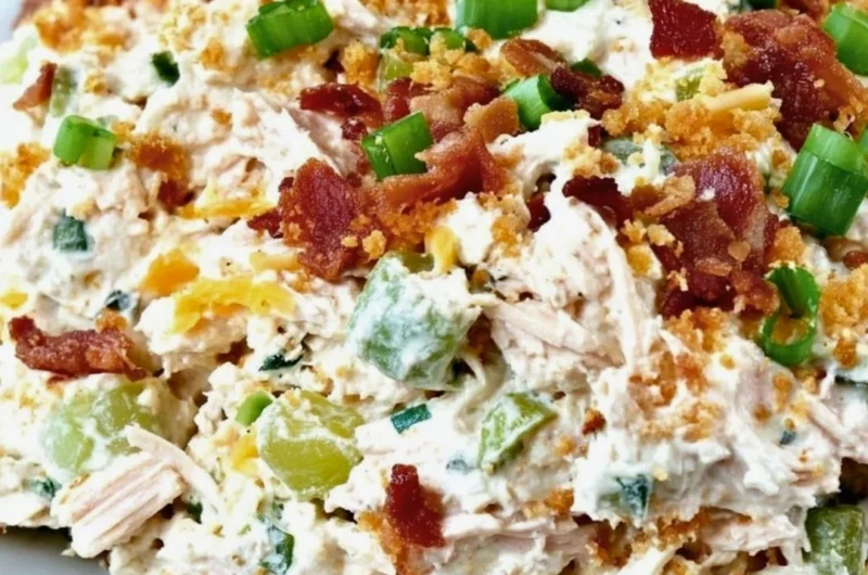 Keto Jalapeno Popper Chicken Salad served in a bowl with fresh ingredients