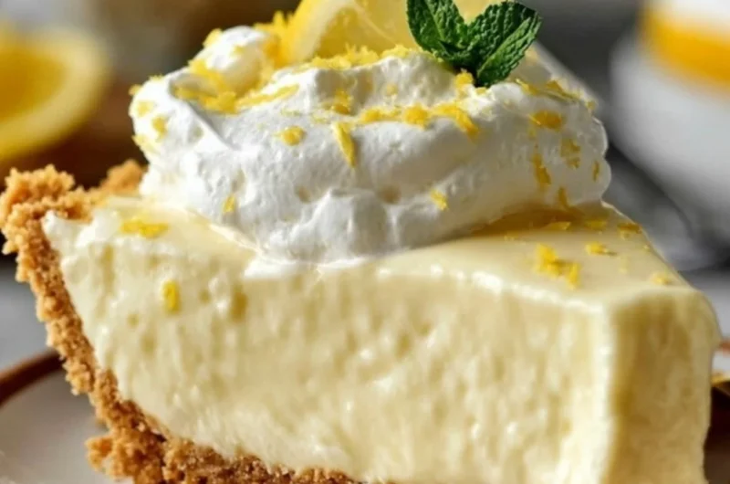 Delicious no-bake lemon icebox pie topped with whipped cream and lemon zest