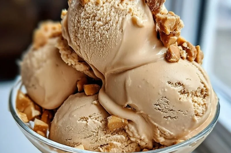 Delicious Peanut Butter Greek Yogurt frozen yogurt in a bowl with toppings
