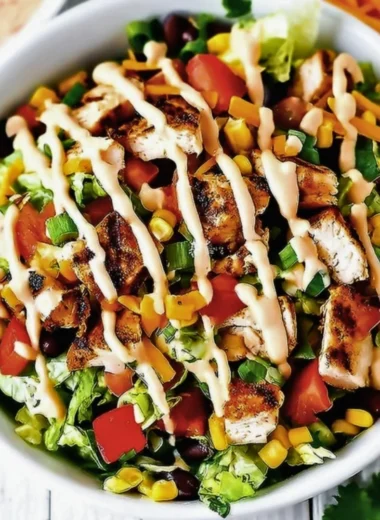 Delicious Taco Chicken Salad with fresh ingredients and vibrant toppings