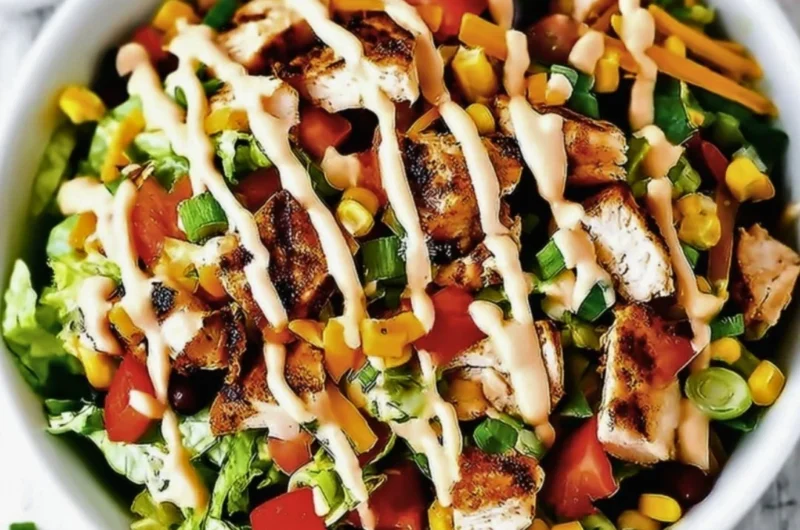 Delicious Taco Chicken Salad with fresh ingredients and vibrant toppings
