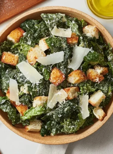 5-Ingredient Kale Caesar Salad with fresh kale and creamy dressing
