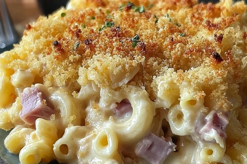 Delicious Chicken Cordon Bleu Casserole with cheese and chicken layers