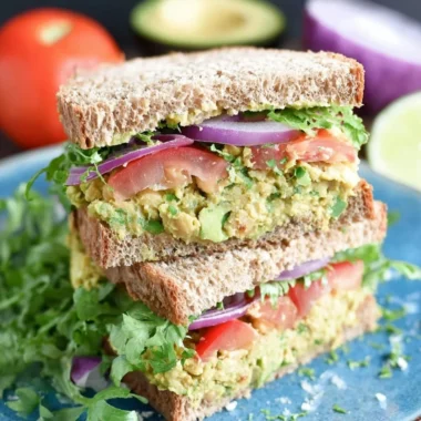 Delicious chickpea avocado sandwich with fresh ingredients
