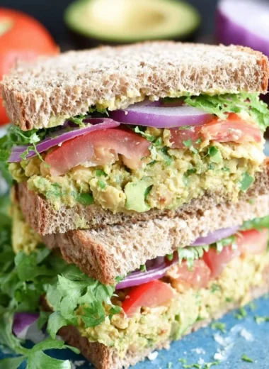 Delicious chickpea avocado sandwich with fresh ingredients