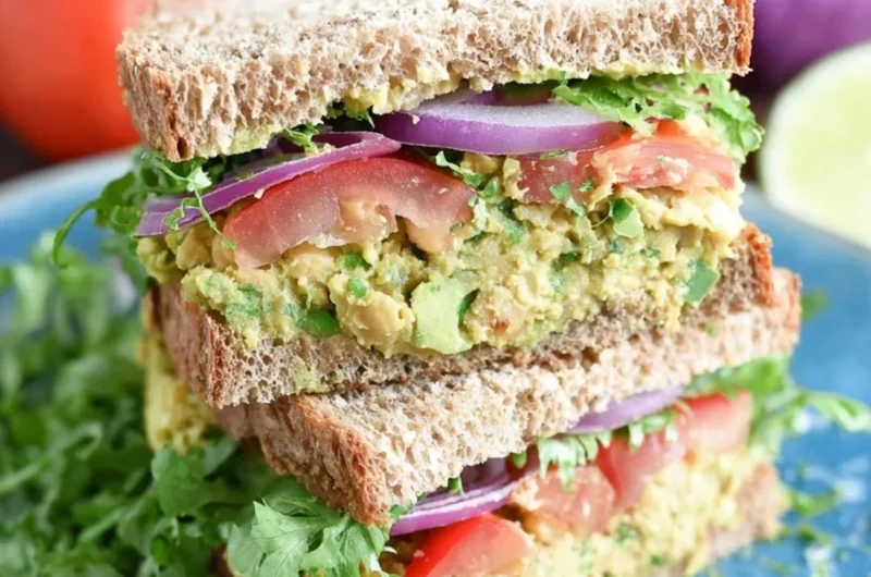 Delicious chickpea avocado sandwich with fresh ingredients