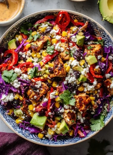 Chipotle Chicken Salad with grilled chicken, fresh vegetables, and dressing