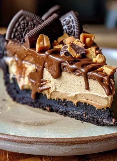 Delicious Chocolate Peanut Butter Pie with a creamy filling and chocolate crust