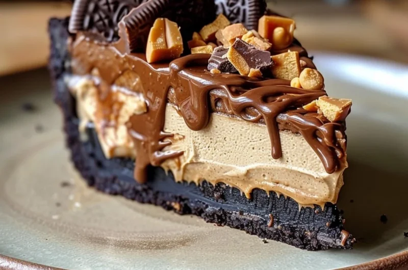 Delicious Chocolate Peanut Butter Pie with a creamy filling and chocolate crust