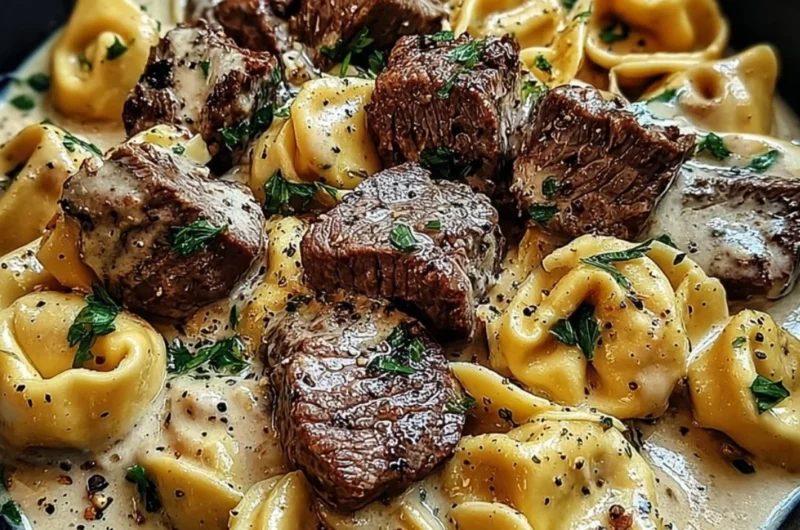 Delicious Garlic Steak Tortellini served in Creamhouse Sauce