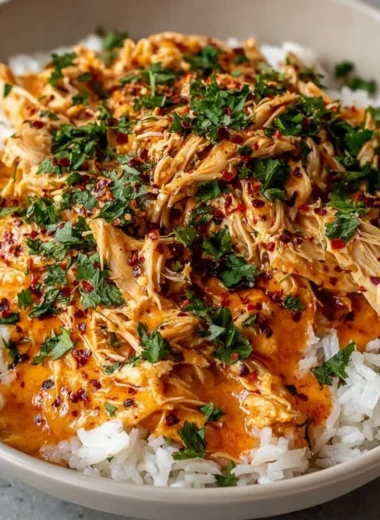 Crockpot Cajun Butter Chicken served in a bowl with creamy sauce