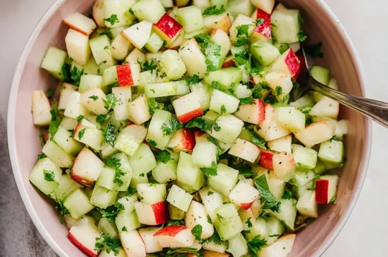 Cucumber Apple Salad with fresh cucumbers and apples in a vibrant bowl.