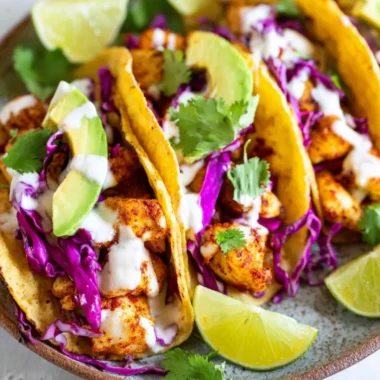 Delicious fish tacos topped with fresh ingredients and cilantro