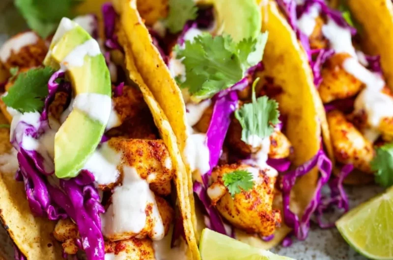 Delicious fish tacos topped with fresh ingredients and cilantro