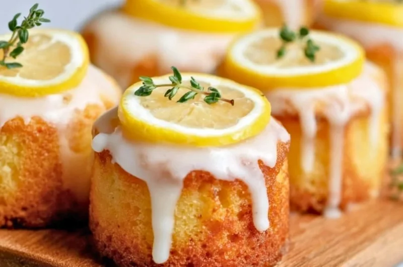 Mini Lemon Drizzle Cakes with a zesty lemon glaze on top