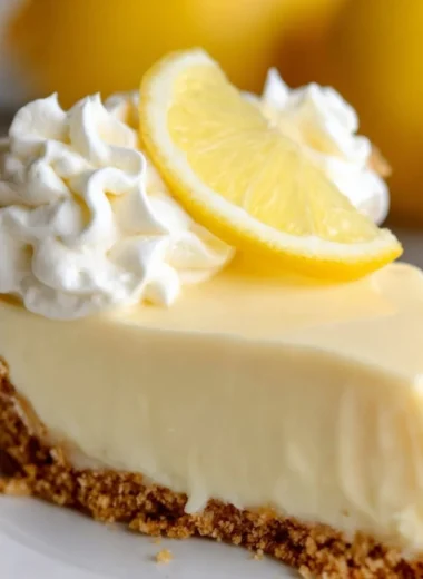 Delicious lemon pie topped with whipped cream and lemon zest.