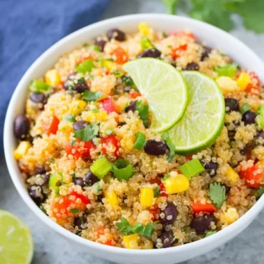 Colorful Southwest Quinoa Salad with fresh vegetables and spices