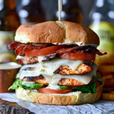Tequila Lime Chicken Sandwich topped with fresh ingredients
