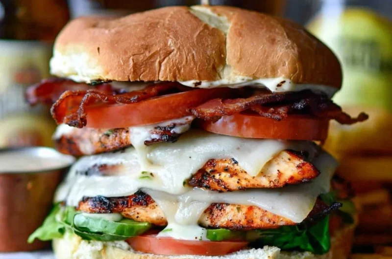 Tequila Lime Chicken Sandwich topped with fresh ingredients