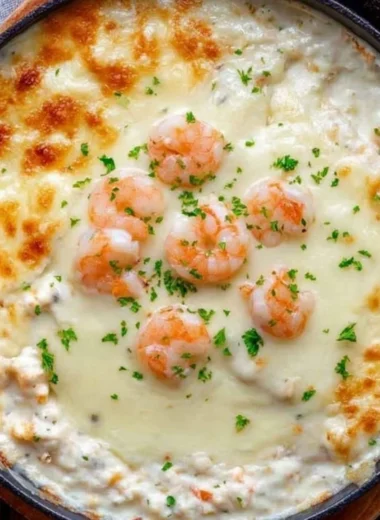 Delicious baked shrimp dip served in a dish for parties or gatherings
