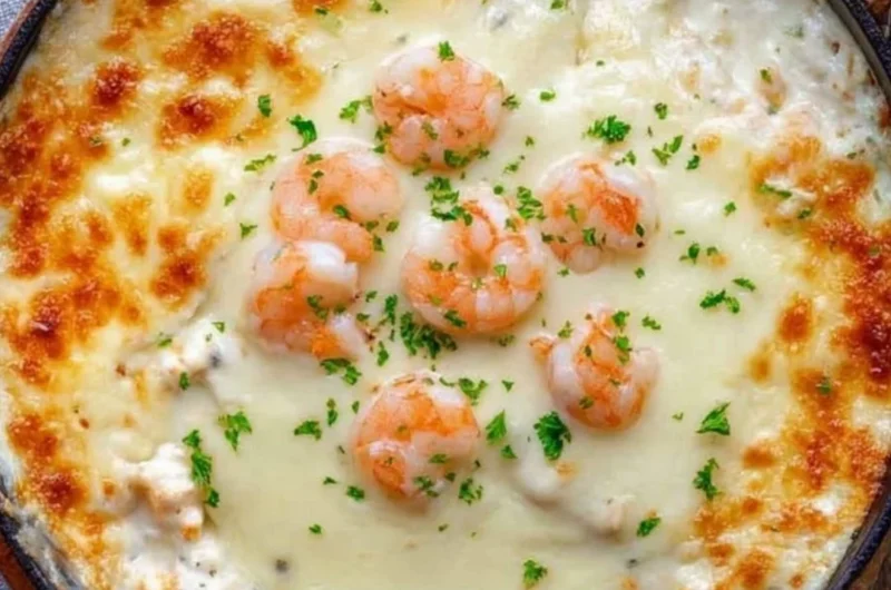 Delicious baked shrimp dip served in a dish for parties or gatherings