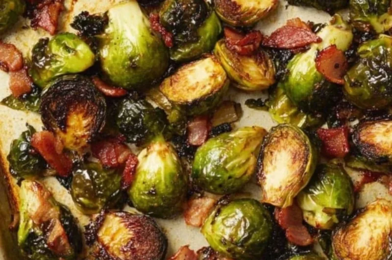 Brussels sprouts sautéed with crispy pancetta for a savory side dish.