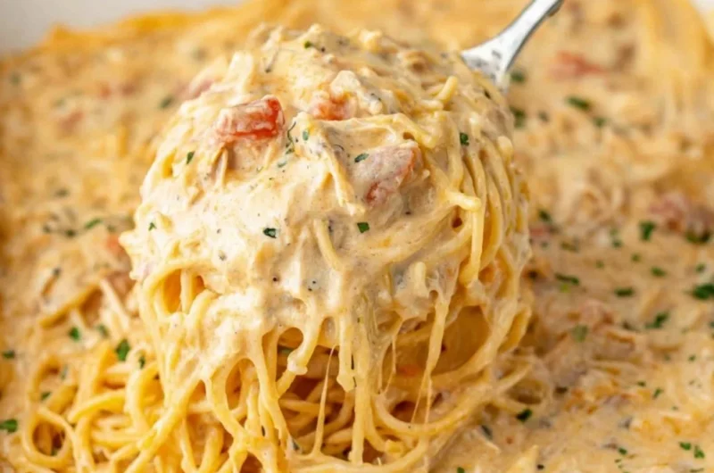 Delicious Cheesy Casserole served in a baking dish with melted cheese on top