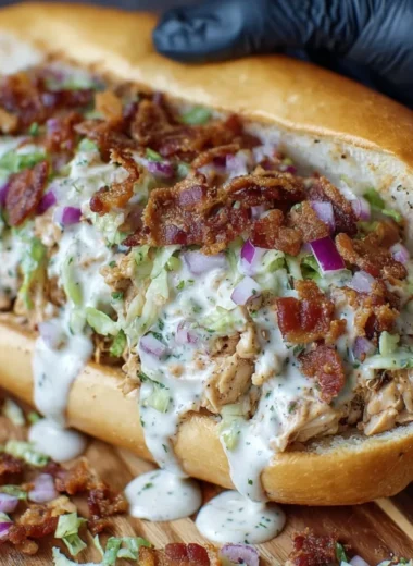 Chopped Chicken Bacon Ranch Sandwich with chicken, bacon, and ranch sauce