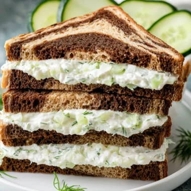 Delicious cucumber sandwiches with fresh herbs and creamy spread on white bread.