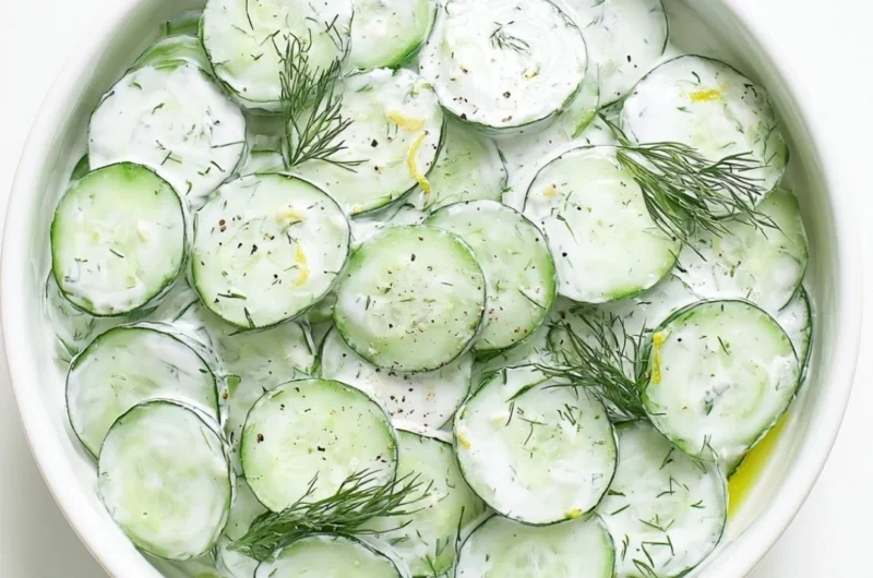 Cucumber Yogurt Salad with fresh cucumbers and creamy yogurt dressing