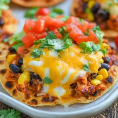 Delicious chicken tostadas topped with fresh ingredients for a quick dinner