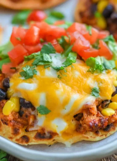 Delicious chicken tostadas topped with fresh ingredients for a quick dinner