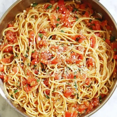 Delicious easy one-pot pasta with fresh ingredients and vibrant colors.