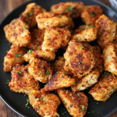 Delicious Garlic Parmesan Chicken Bites served on a plate for a tasty appetizer