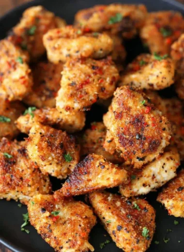 Delicious Garlic Parmesan Chicken Bites served on a plate for a tasty appetizer