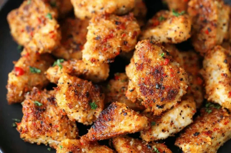 Delicious Garlic Parmesan Chicken Bites served on a plate for a tasty appetizer