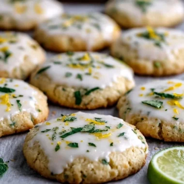 Plate of delicious Mojito Sugar Cookies with mint and lime garnish.