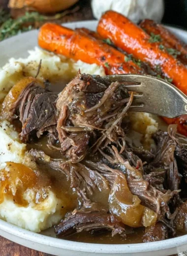 Delicious slow cooker classic pot roast with vegetables and herbs