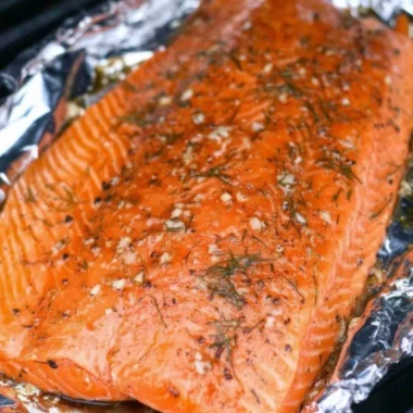 Homemade smoked salmon preparation and cooking process