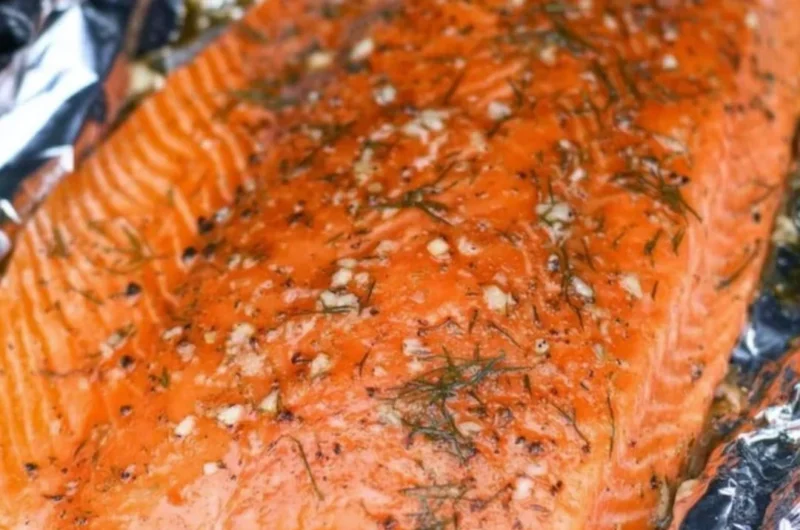Homemade smoked salmon preparation and cooking process