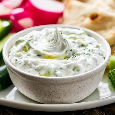 Homemade Tzatziki Sauce made with yogurt, cucumbers, and fresh herbs.