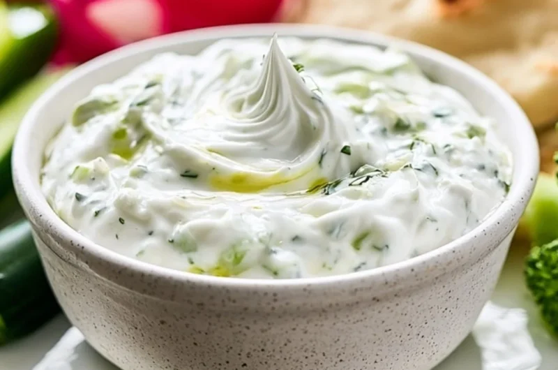 Homemade Tzatziki Sauce made with yogurt, cucumbers, and fresh herbs.