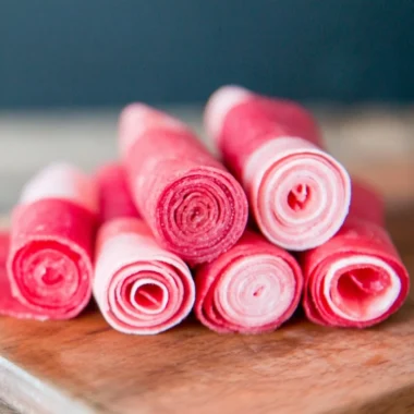 Homemade watermelon leather, a colorful and healthy fruit snack.