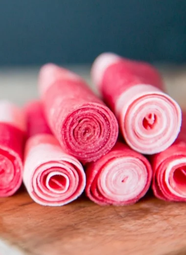 Homemade watermelon leather, a colorful and healthy fruit snack.