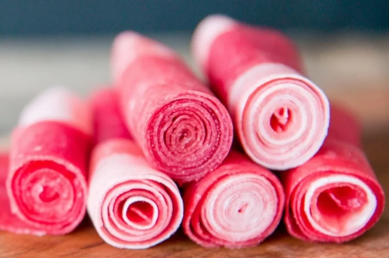 Homemade watermelon leather, a colorful and healthy fruit snack.