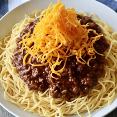 Delicious Cincinnati chili served in a bowl, perfect for a cozy weeknight dinner.