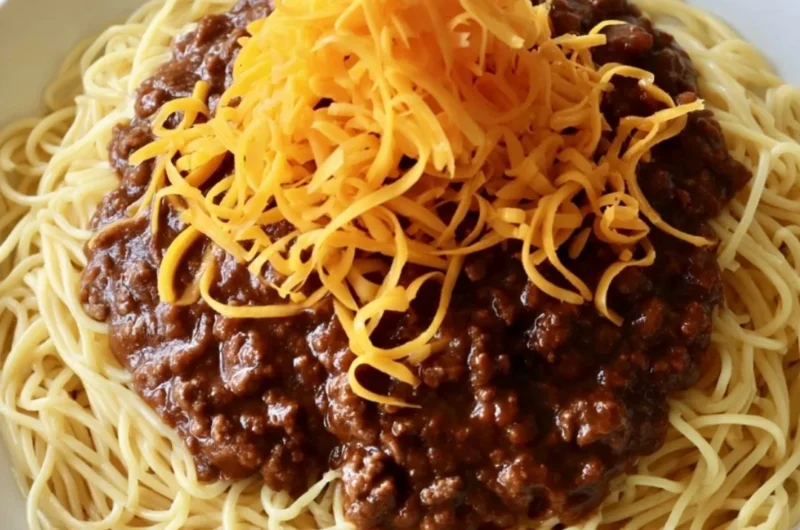 Delicious Cincinnati chili served in a bowl, perfect for a cozy weeknight dinner.